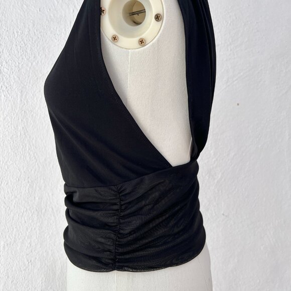 Zara One Shoulder Black Mesh Top Size Medium / Y2K Aesthetic / Vamp Romantic - Picture 5 of 16